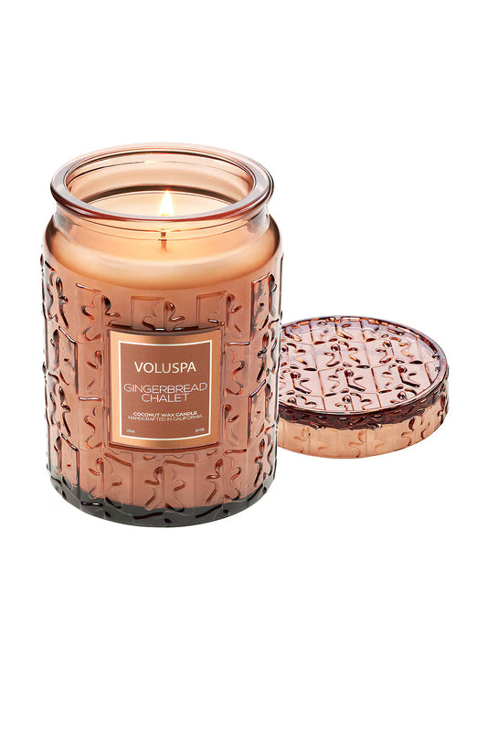 Voluspa Gingerbread Chalet Large Glass Jar